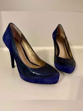 BCBG Blue Two-Tone Platform High Heel Pumps - Women